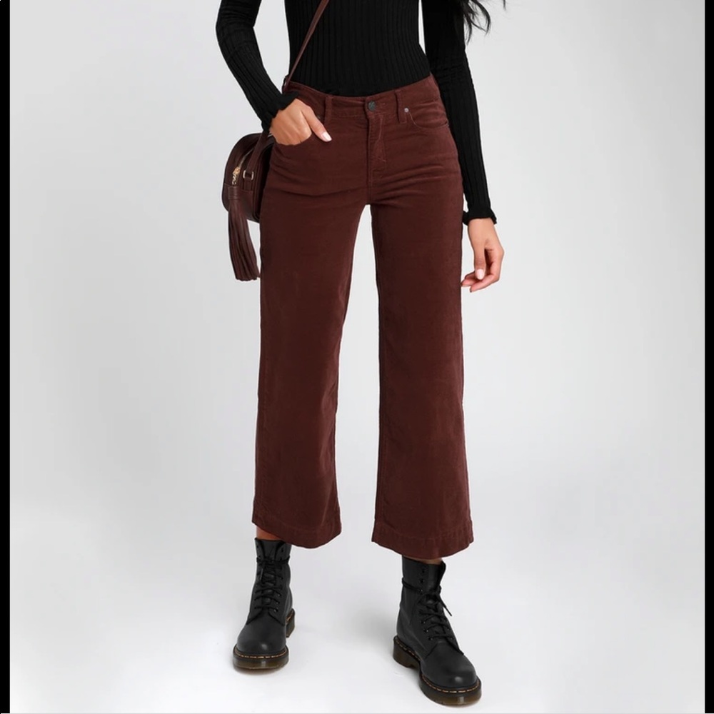 Greta Plum Purple Velvet Cropped Wide-Leg Pants